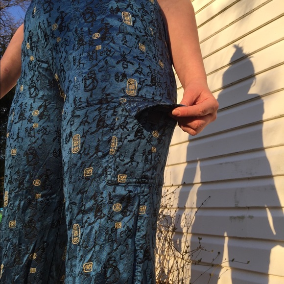 ***SOLD***Asian Inspired Blue Silk Pants - Picture 4 of 5